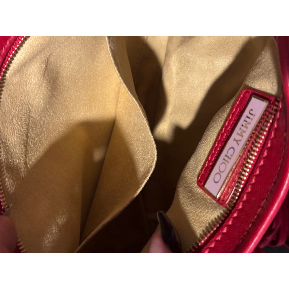 Jimmy Choo Tita Red Snakeskin Woven Fringe Crossbody/Clutch RARE - Picture 13 of 14